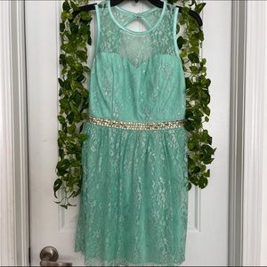 Turquoise Sparkly Lace Dress
